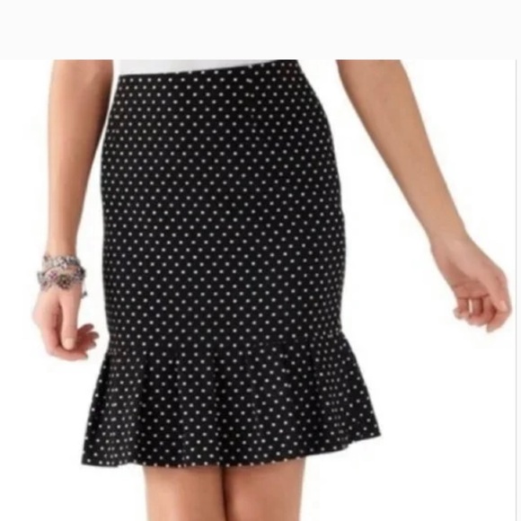 White House Black Market Dresses & Skirts - NWT White House Black Market Size 4 Polka Dot Flounce Skirt Black White Zip Back